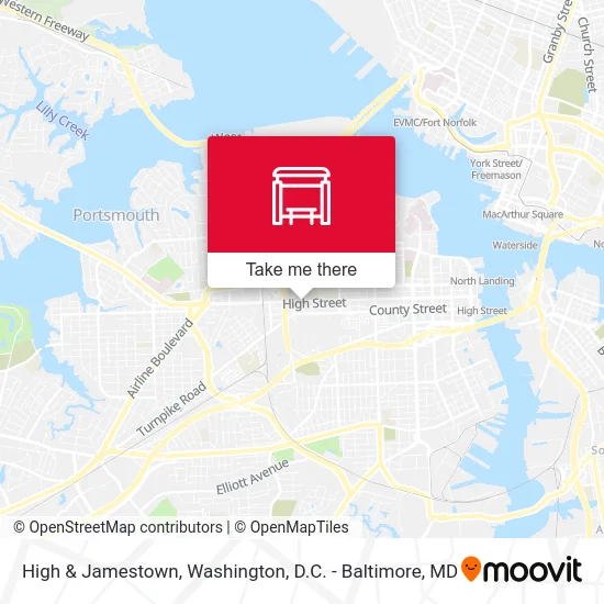 High & Jamestown map