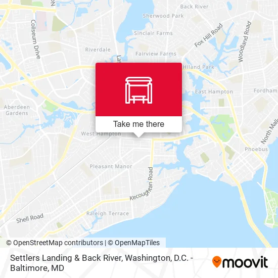 Settlers Landing & Back River map