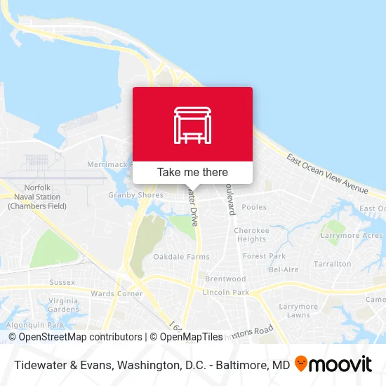 Tidewater & Evans map