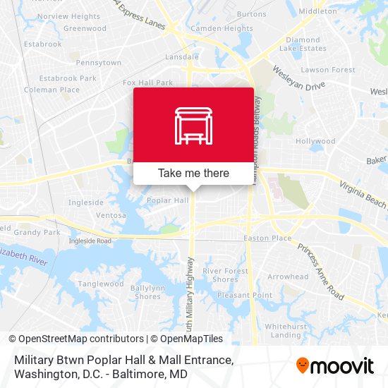Military Btwn Poplar Hall & Mall Entrance map