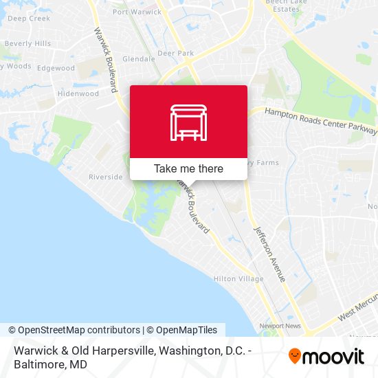 Warwick & Old Harpersville map