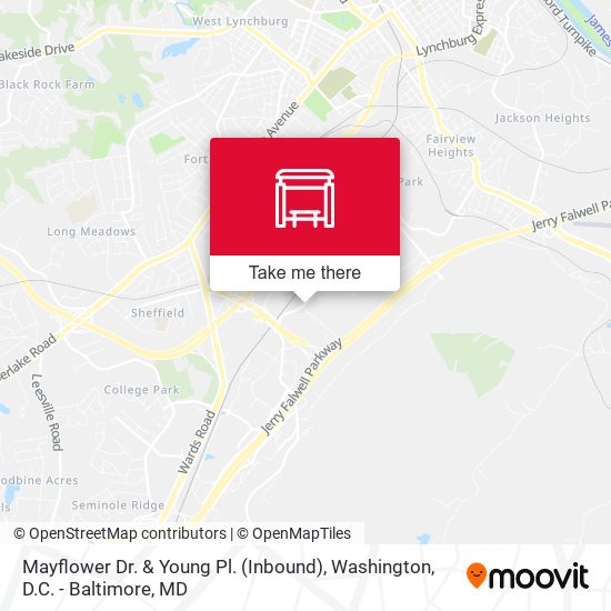Mayflower Dr. & Young Pl. (Inbound) map