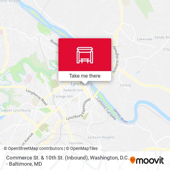 Commerce St. & 10th St. (Inbound) map