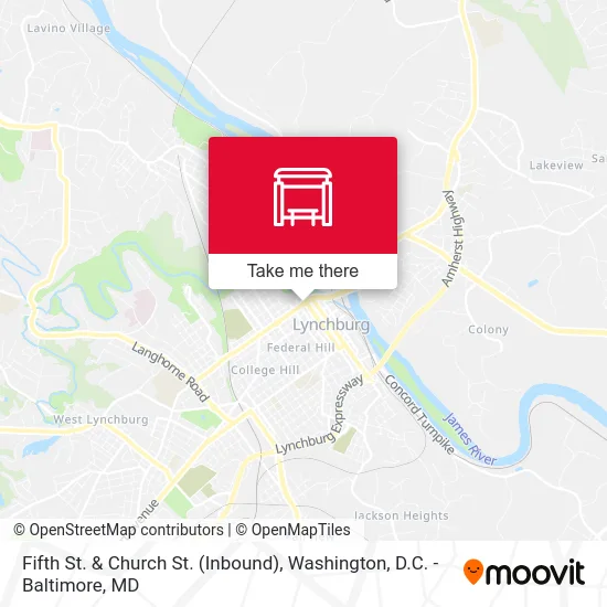 Fifth St. & Church St. (Inbound) map