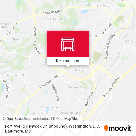 Fort Ave. & Fenwick Dr. (Inbound) map