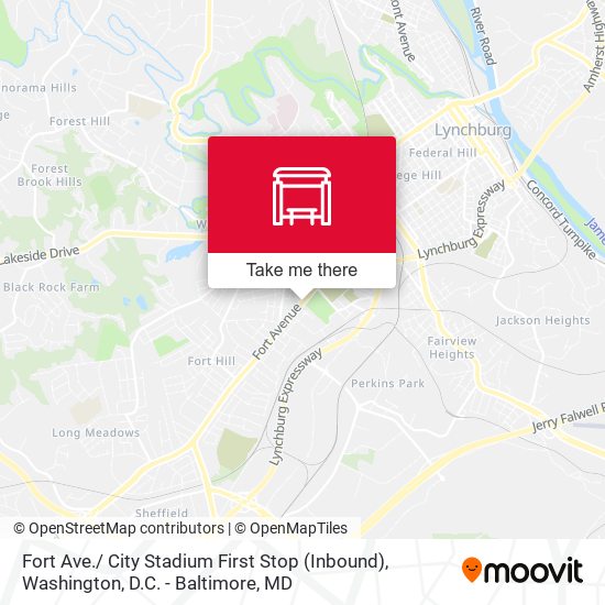 Fort Ave./ City Stadium First Stop (Inbound) map