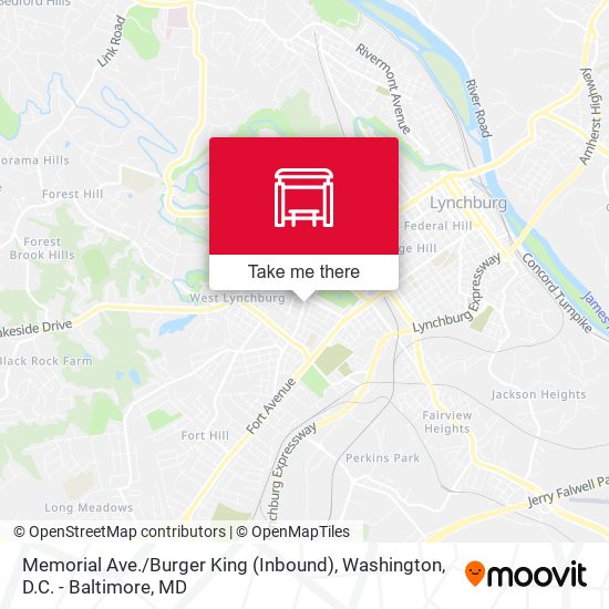 Memorial Ave. / Burger King (Inbound) map