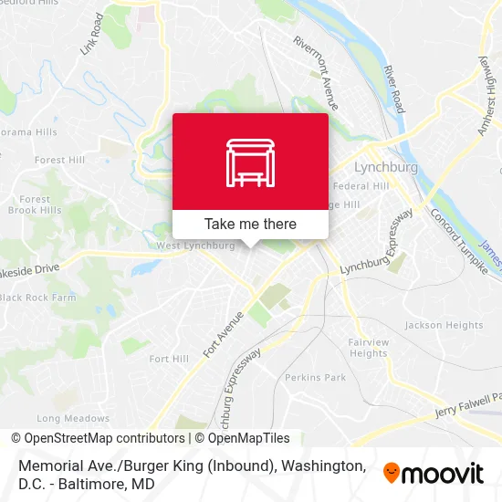 Memorial Ave. / Burger King (Inbound) map