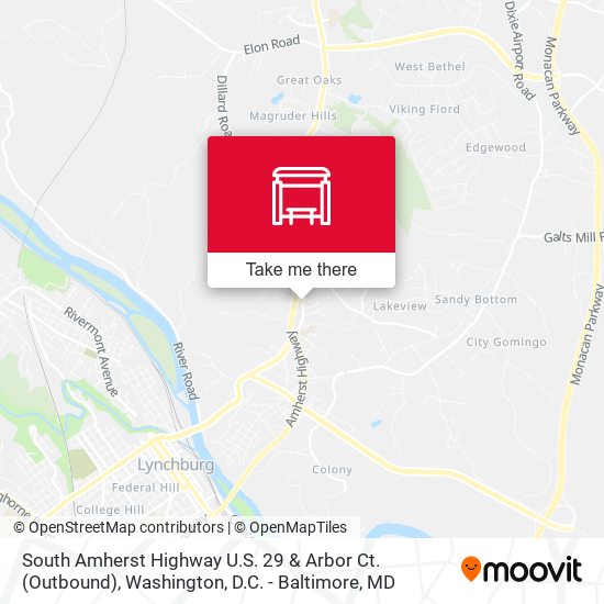 South Amherst Highway U.S. 29 & Arbor Ct. (Outbound) map