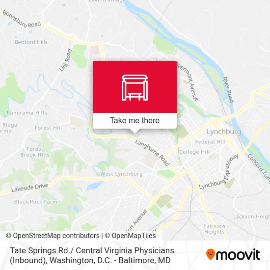 Tate Springs Rd./ Central Virginia Physicians (Inbound) map