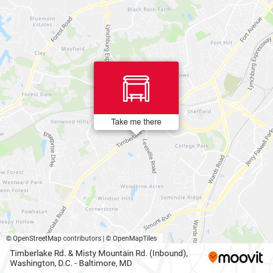 Mapa de Timberlake Rd. & Misty Mountain Rd. (Inbound)
