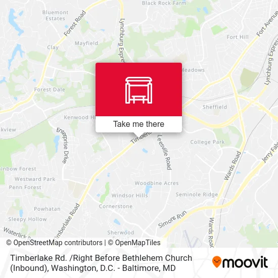 Timberlake Rd. /Right Before Bethlehem Church (Inbound) map
