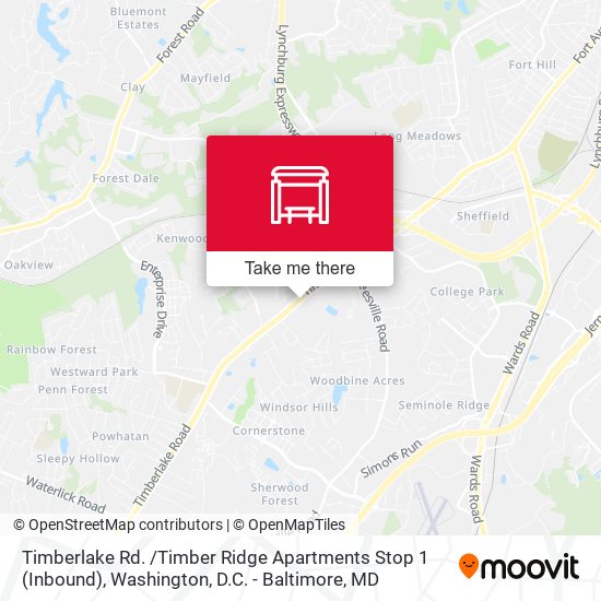 Timberlake Rd. /Timber Ridge Apartments Stop 1 (Inbound) map