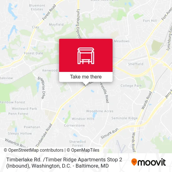 Timberlake Rd. /Timber Ridge Apartments Stop 2 (Inbound) map