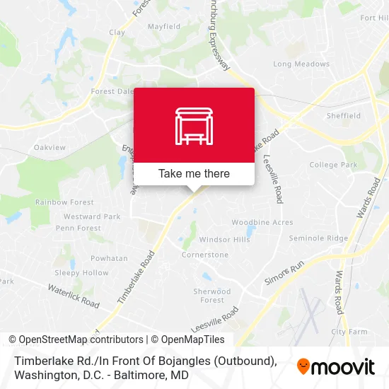 Mapa de Timberlake Rd. / In Front Of Bojangles (Outbound)