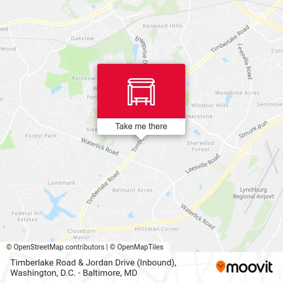 Timberlake Road & Jordan Drive (Inbound) map