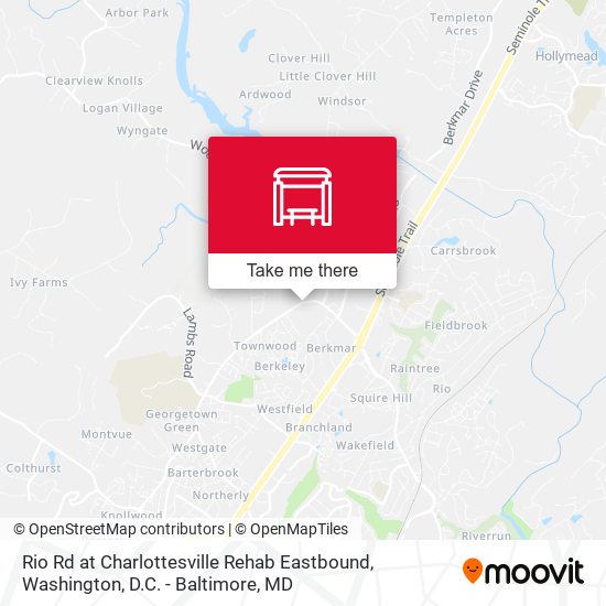 Rio Rd at Charlottesville Rehab Eastbound map