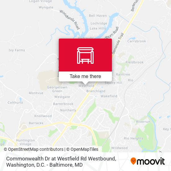 Commonwealth Dr at Westfield Rd Westbound map