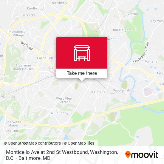 Monticello Ave at 2nd St Westbound map