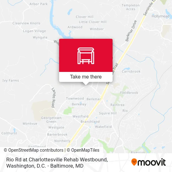 Rio Rd at Charlottesville Rehab Westbound map