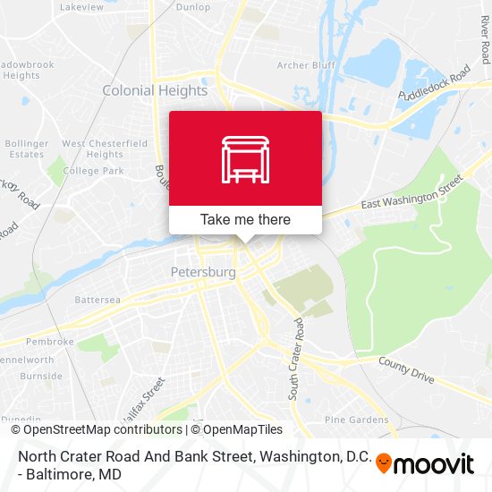North Crater Road And Bank Street map