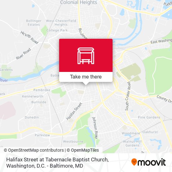 Halifax Street at Tabernacle Baptist Church map