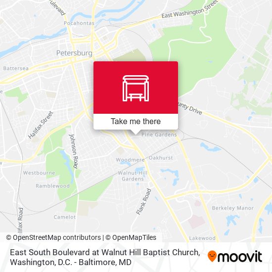 East South Boulevard at Walnut Hill Baptist Church map