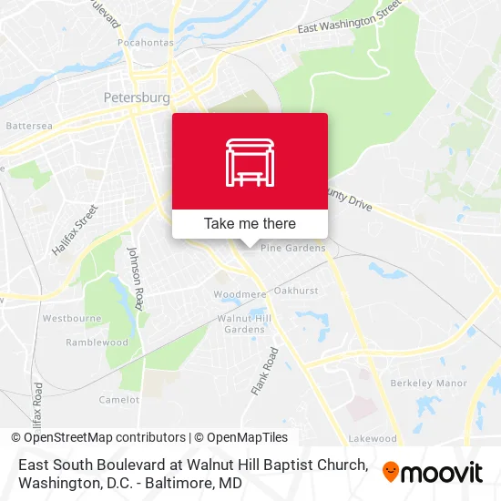 East South Boulevard at Walnut Hill Baptist Church map
