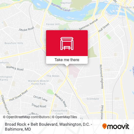 Broad Rock + Belt Boulevard map