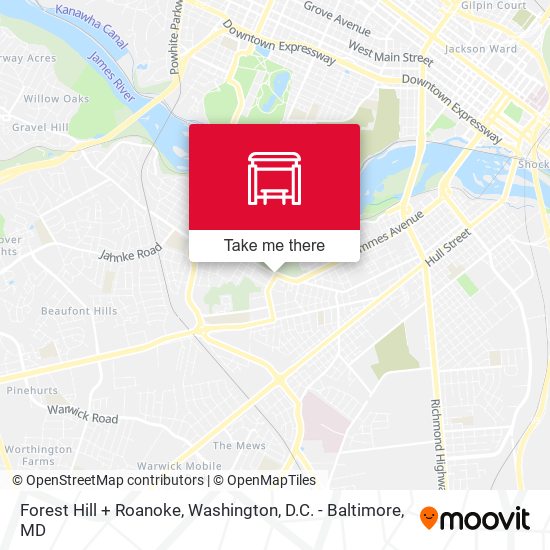 Forest Hill + Roanoke map