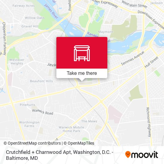 Crutchfield + Charnwood Apt map