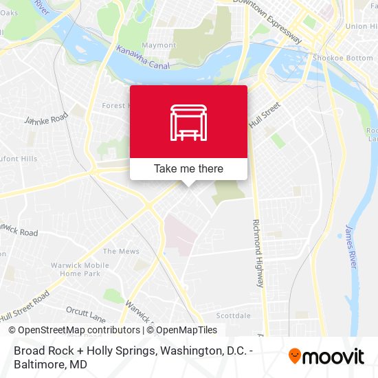 Broad Rock + Holly Springs map