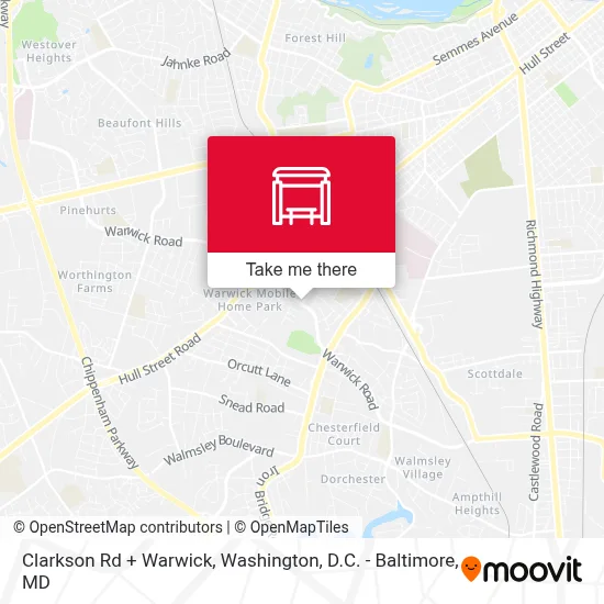 Clarkson Rd + Warwick map