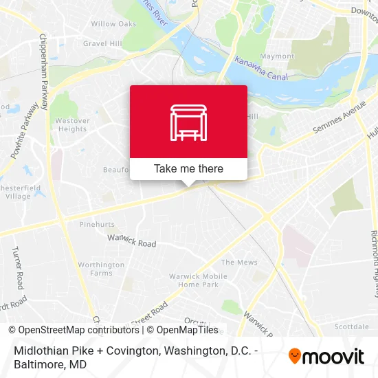 Midlothian Pike + Covington map