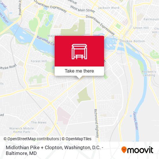 Midlothian Pike + Clopton map
