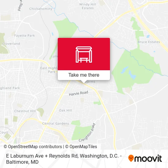 E Laburnum Ave + Reynolds Rd map