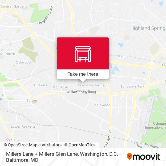Millers Lane + Millers Glen Lane map