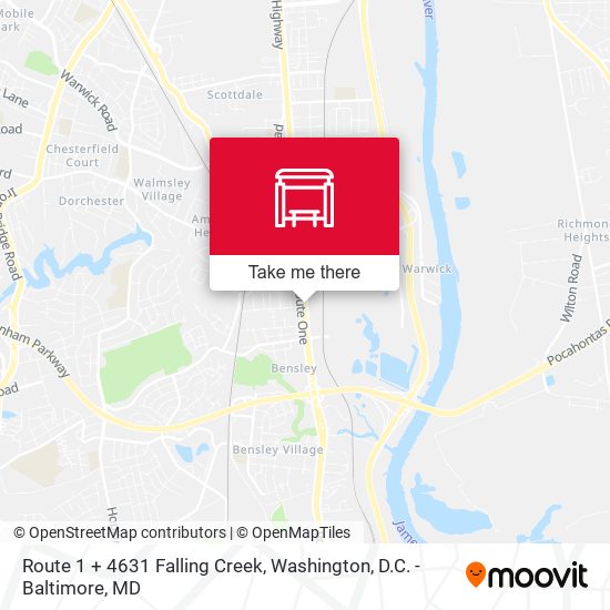Route 1 + 4631 Falling Creek map