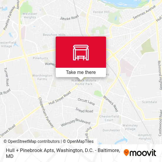 Hull + Pinebrook Apts map