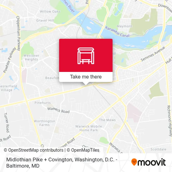 Midlothian Pike + Covington map