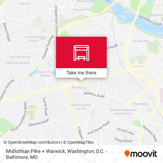 Midlothian Pike + Warwick map