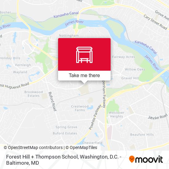 Forest Hill + Thompson School map