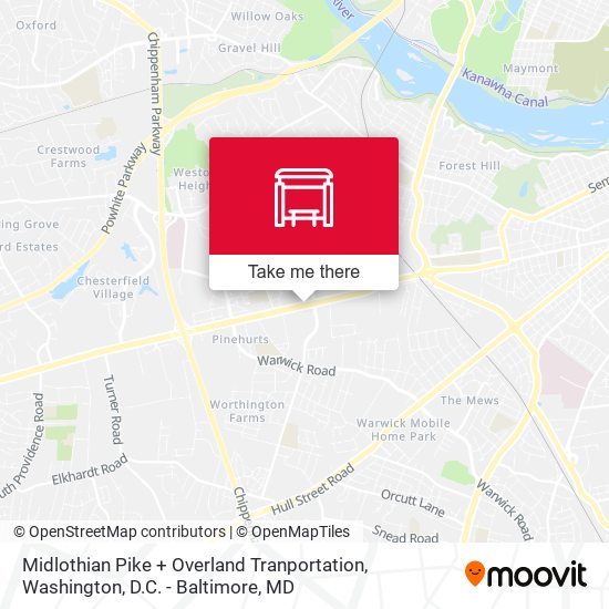 Midlothian Pike + Overland Tranportation map
