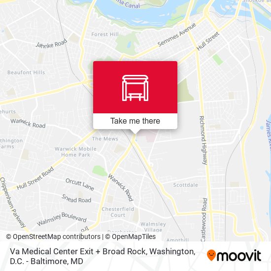 Mapa de Va Medical Center Exit + Broad Rock