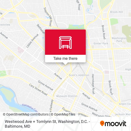Westwood Ave + Tomlynn St map