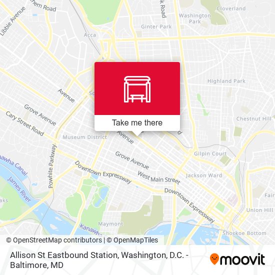 Allison St Eastbound Station map