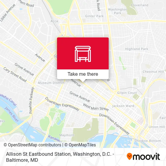 Allison St Eastbound Station map