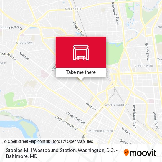 Staples Mill Westbound Station map