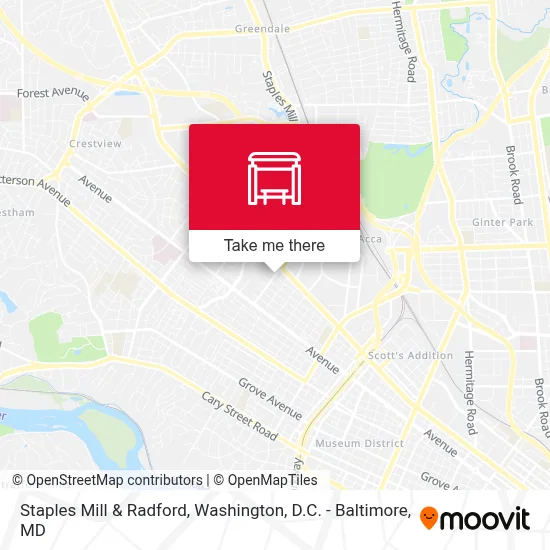 Staples Mill & Radford map