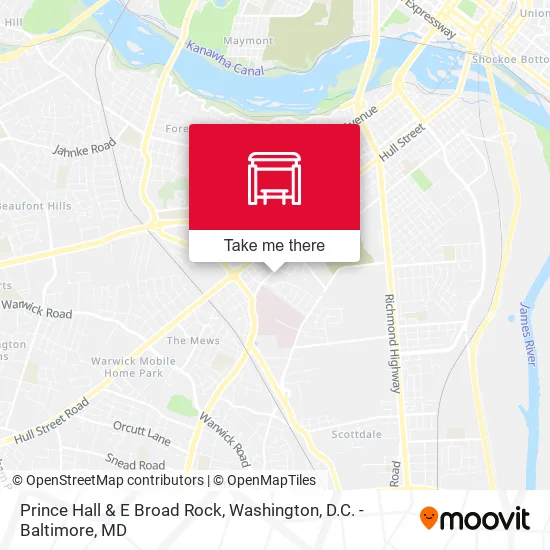 Prince Hall & E Broad Rock map